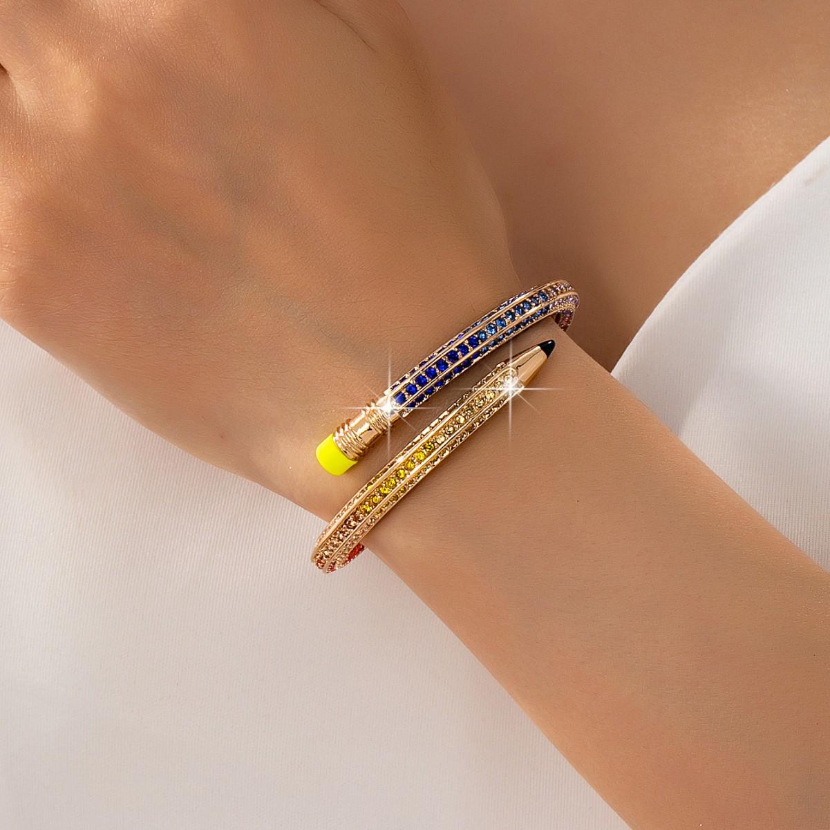 European-American Fashion Enamel Diamond-Studded Luxury Bracelet 14k
