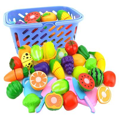 Preschool Children Plastic Cutting Vegetables Fruits Baby Early Educational Kitchen Toys Playset