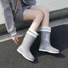 2025 New Rain Shoes Women's Fashion Wear Non-slip Foreign Style Medium and High Tube Water Shoes Adult Soft-soled Long Rain Boots