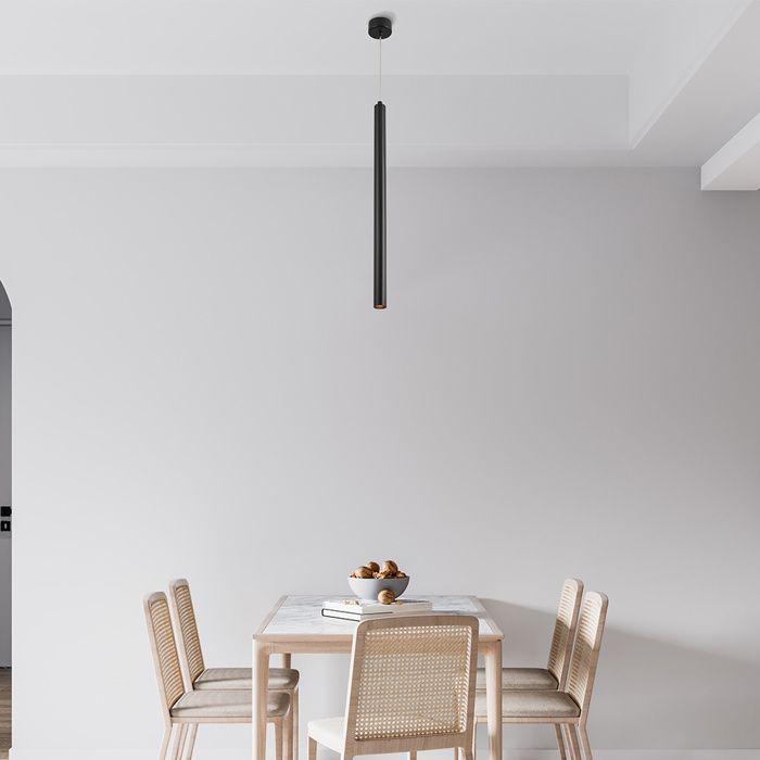 Set of 3 Designer Black Tube Pendant Lights G9 10W IP20