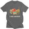 Ich esse Zement Absurdes Katzen Meme T-Shirt Unisex Kurzarm T-Shirts Streetwear Lässiges Grafik-T-Shirt Reine Baumwolle Slim Fit Kleidung