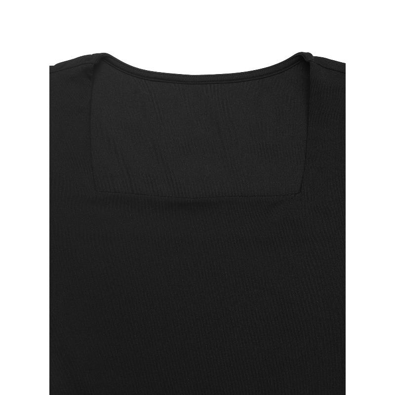 Moda donna primavera autunno tinta unita stampa manica lunga colletto quadrato vita alta abiti casual