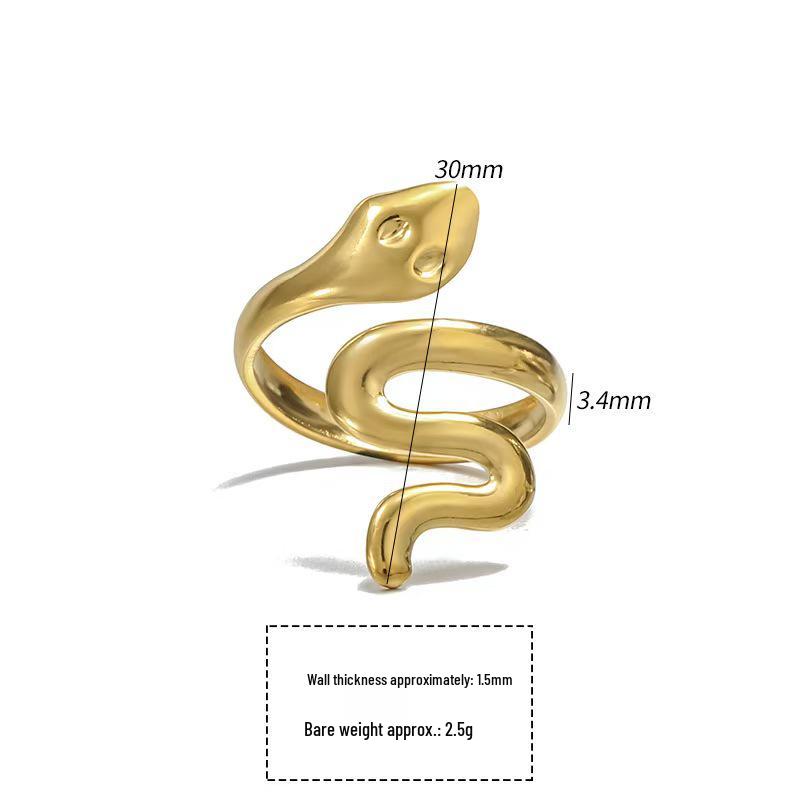 Stilvoller Schlangenring aus Edelstahl: Vielseitiges High-End Open Design für Zeigefinger