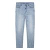 Men's Light Blue Washed Straight Leg Stretch Jeans with Letter Print