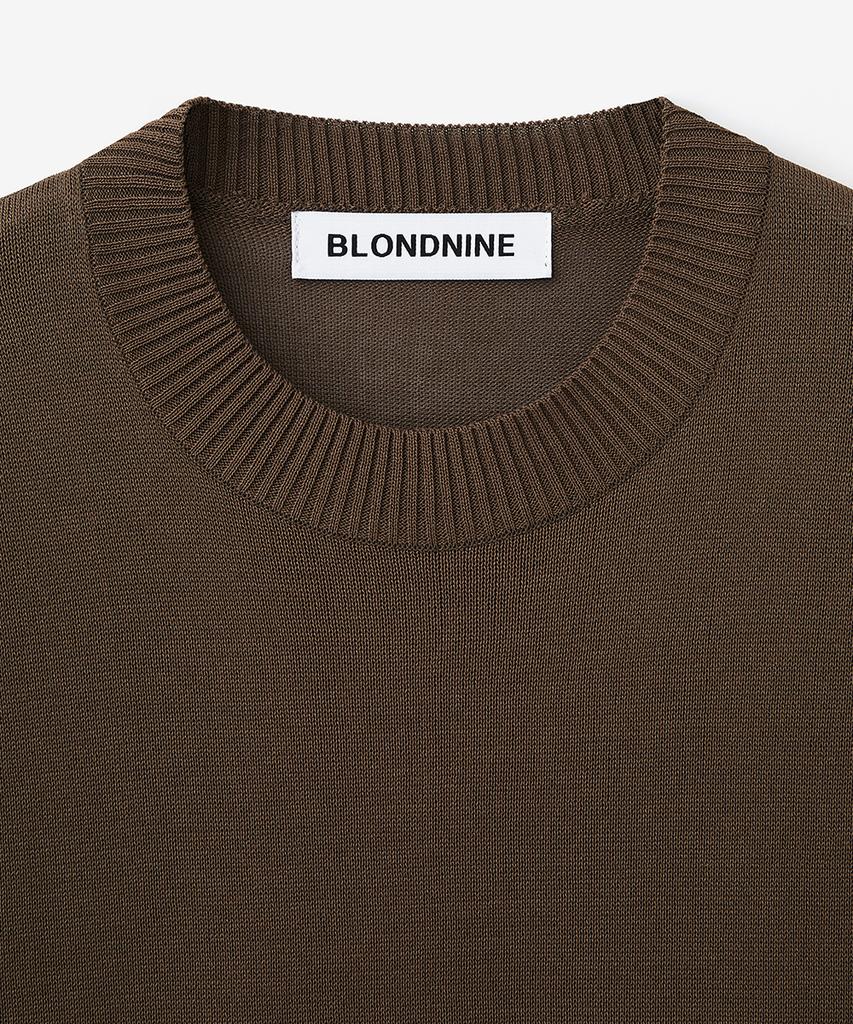 BLOND9 Cool Essential Round Neck Short Sleeve Knit_Brown