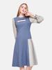 L By L Gray Color Block Blue Puff Dress