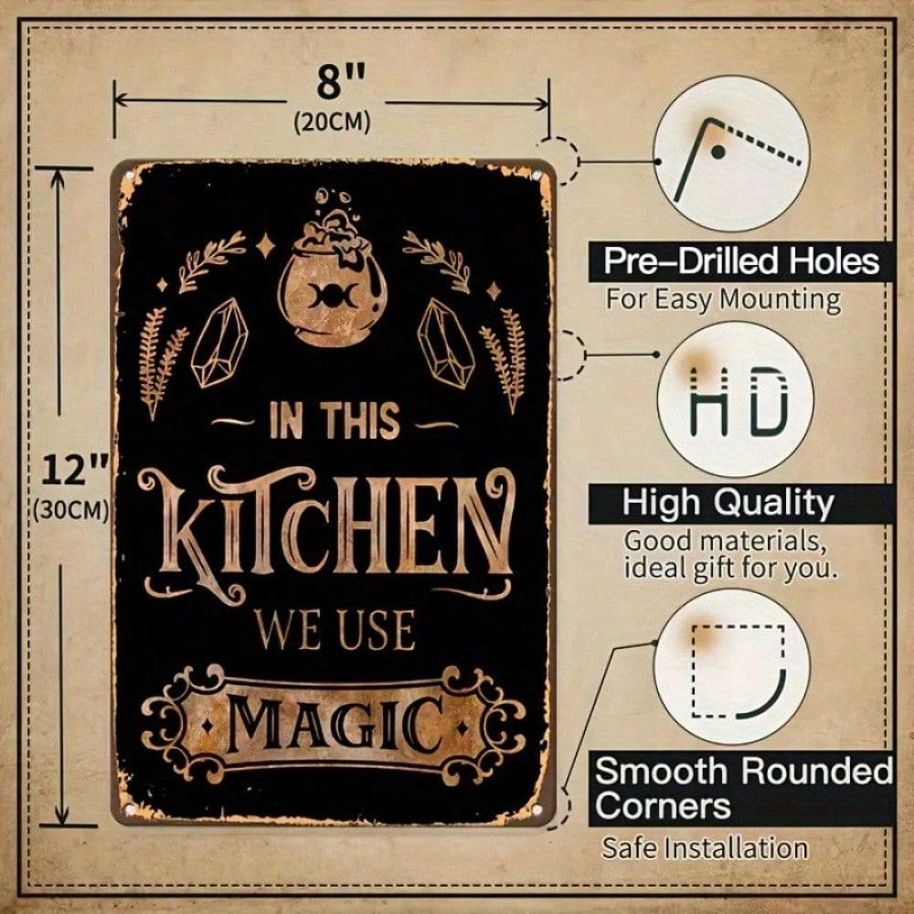 

Vintage Metal Tin Sign Magic Kitchen Halloween Decor Wall Art 12x8 Inch 20x30cm разноцветный