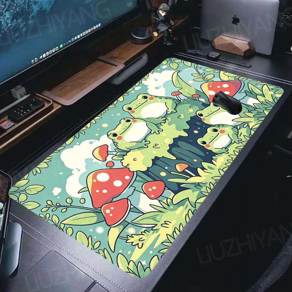 Cute Cartoon Frog Illustration Mouse Pad Anime Desk Mat XXL Rubber Non-Slip Office Mousepad Pc Accessories Gaming Long Mousepad