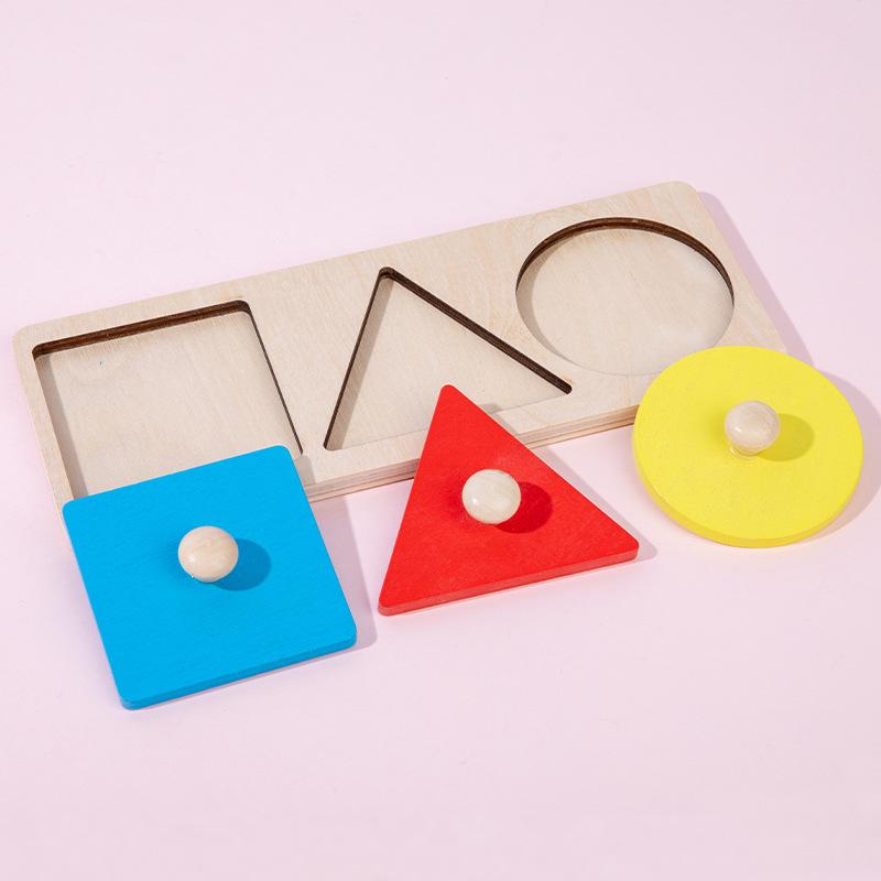 Toddler Montessori Wooden Geometric Shape Recognition Puzzle