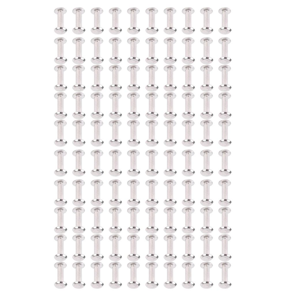 100 Sets Screw Rivet M2 Round Flat Head Stainless Steel Leather Rivets Binding Screws for Crafts