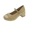 Nuove Scarpe Basse da Donna Primavera e Autunno Scarpe Mary Jane Francesi a Punta Tonda Bocca Bassa con Cinturino Singolo