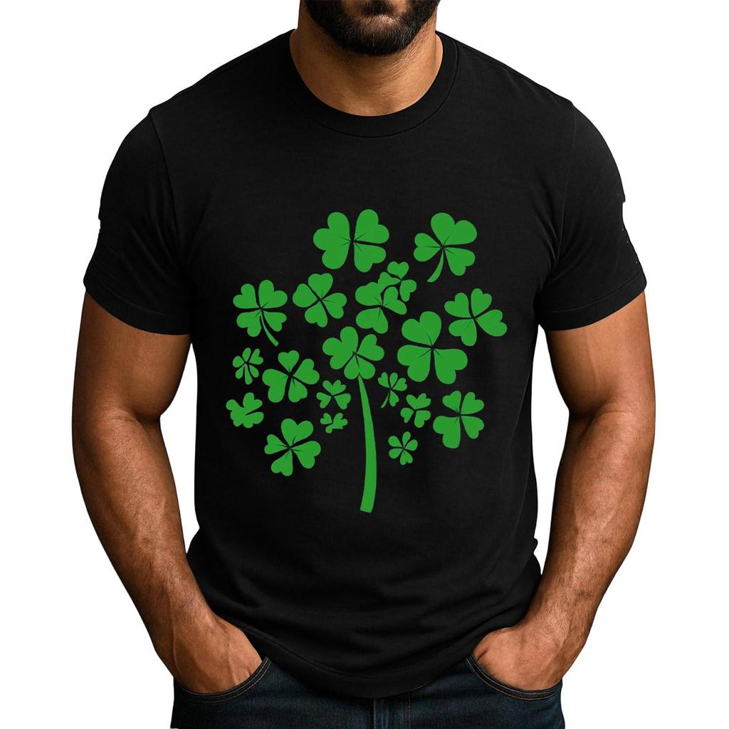 Popularny Męski T-shirt z Nadrukiem, Okrągły Dekolt, Krótki Rękaw