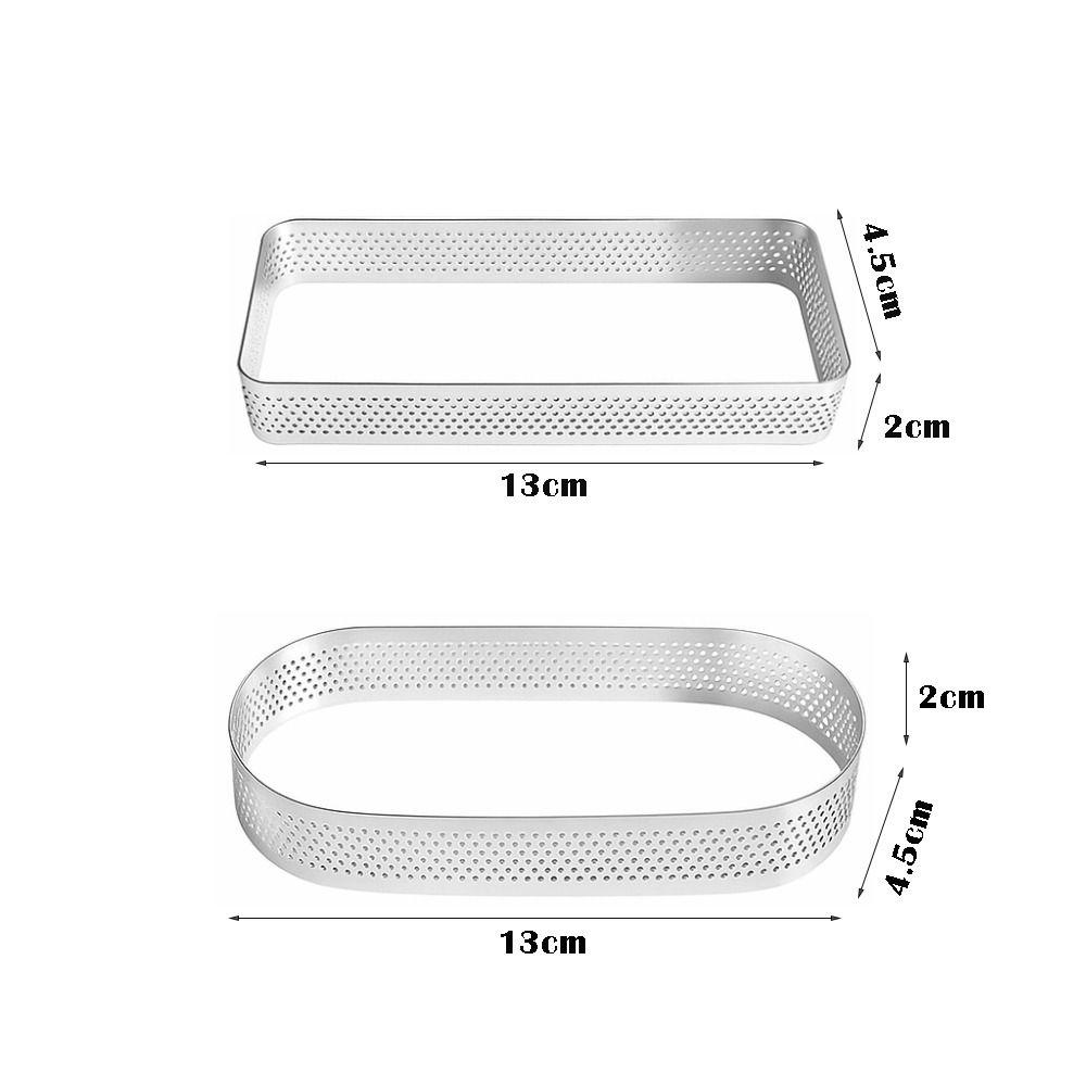 304 Edelstahl Muffin Tarte Ringe Oval Rechteckform Perforierte Oberfläche Kuchen Mousse Form Poröses Design Keksausstecher