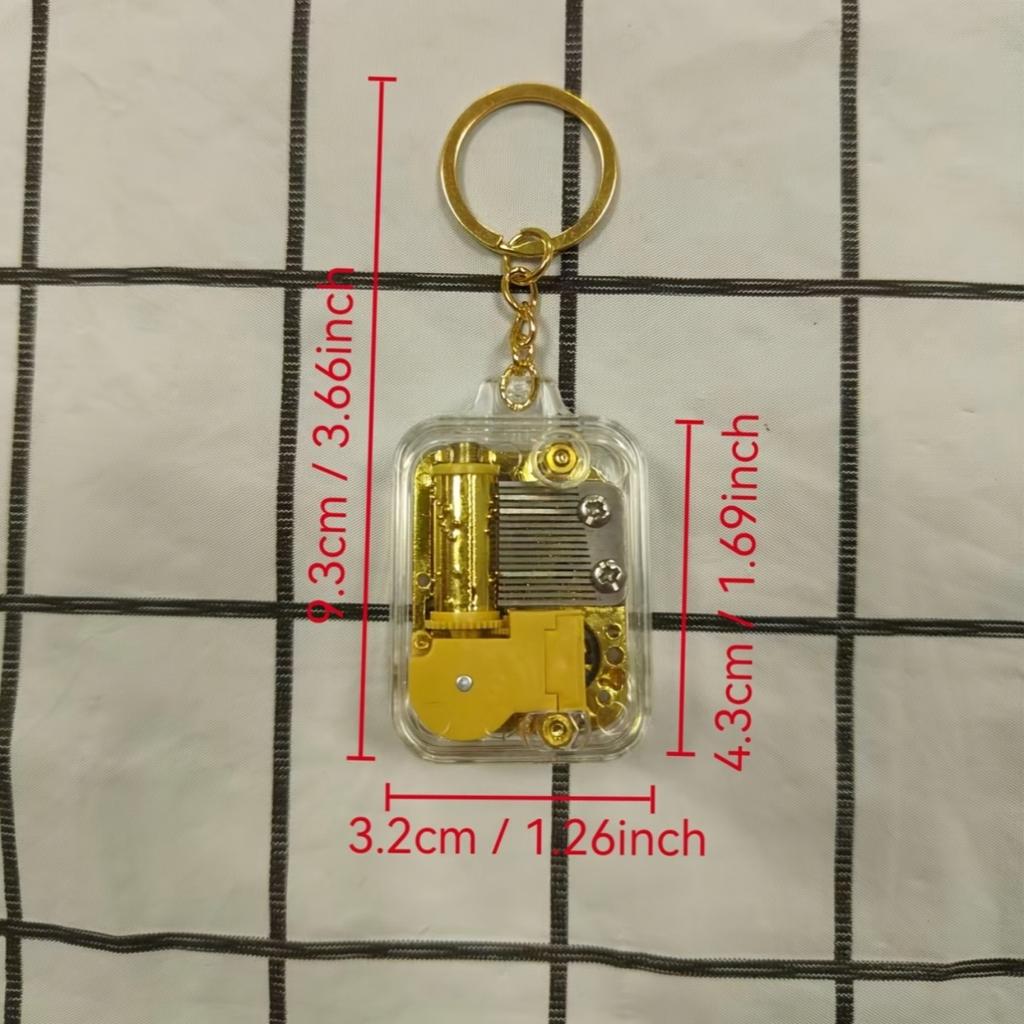 Raumdekor-Schlüsselanhänger aus Acryl mit Spieluhr, kreativer Schlüsselanhänger mit Karussellmelodie, Sky City-Design, einzigartiges Weihnachtsgeschenk und Reisesouvenir
