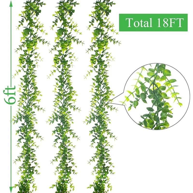 

1.8m Artificial Eucalyptus Rattan Wedding Home Decoration Money Leaf Grass Rattan Wedding Background Arched Wall Decoration 1PC зелёный