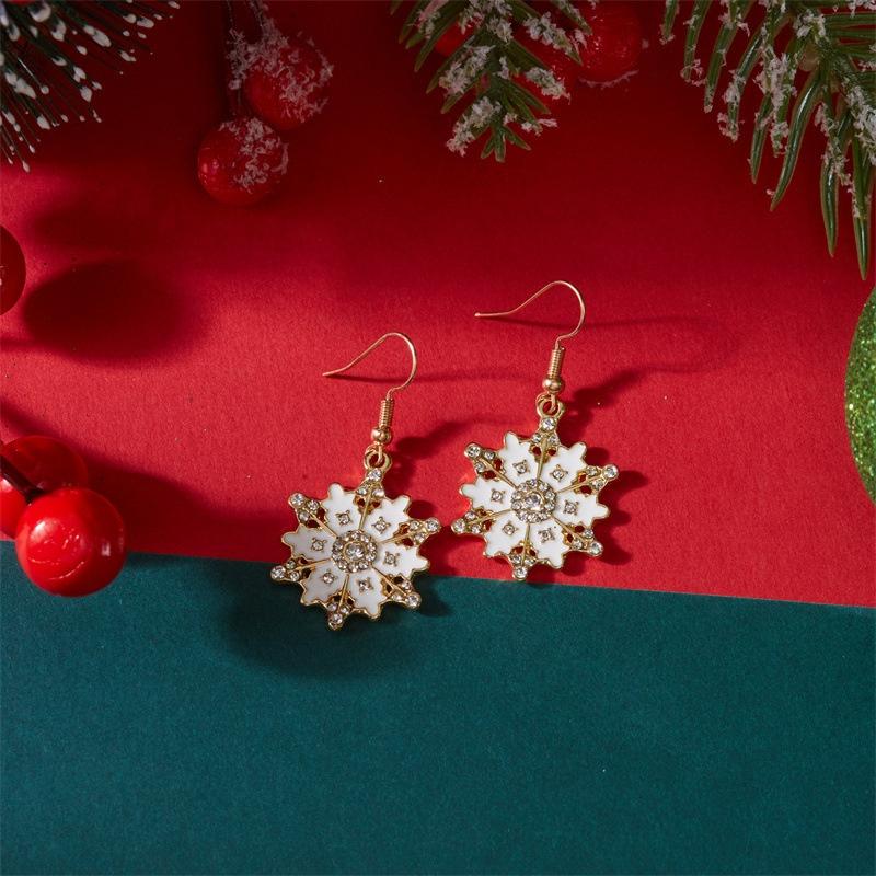 Christmas Snowflake Bracelet For Women  Metal Chain  Year Gifts Snowflake Earrings Xmas Party Jewelry Wrist Chain