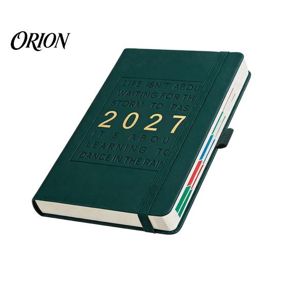 Lined Writing Notebook for Notes 2027 English Weekly Planner A5, 320 Page Schedule with Elastic Monthly Index Productivity Band & Pen Holder,