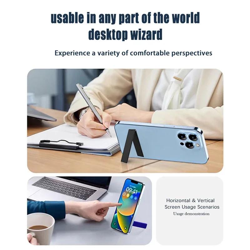 Ultra-thin Metal Desktop Mobile Phone Holder Foldable Bracket Compact and Portable Stand for IPhone 15 Xiaomi Samsung Universal