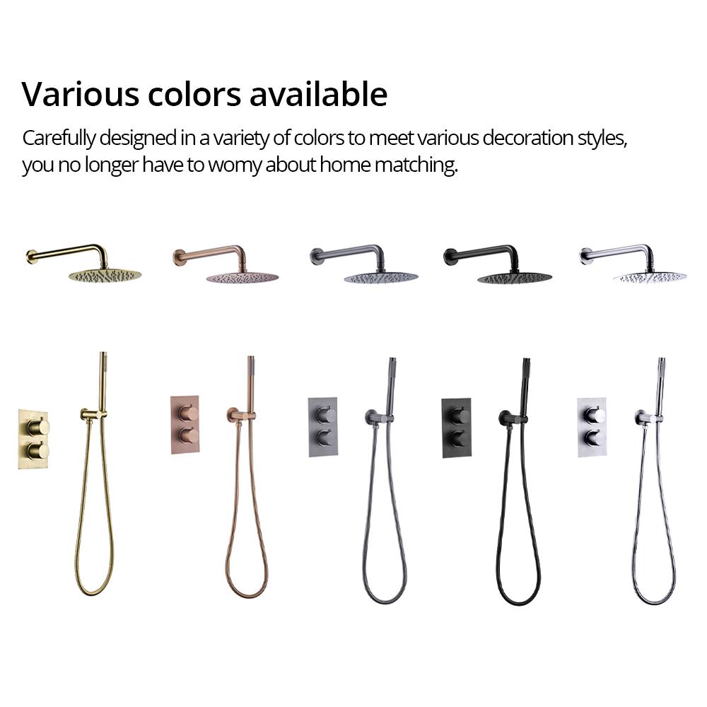 Bathroom Shower System Gunmetal Thermostatic Shower Mixer 8-12 Inch Rain Shower Head Sistema De Ducha Shower Set Solid Brass