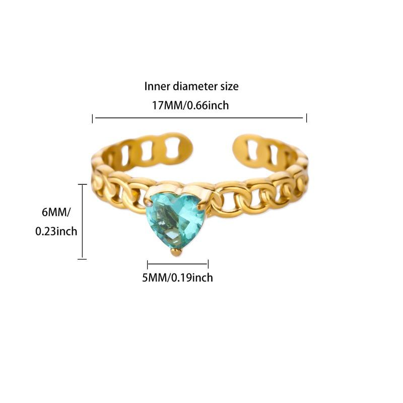 

December birthday stone color love zircon ring women s chain ring niche opening simple new model opening adjustable