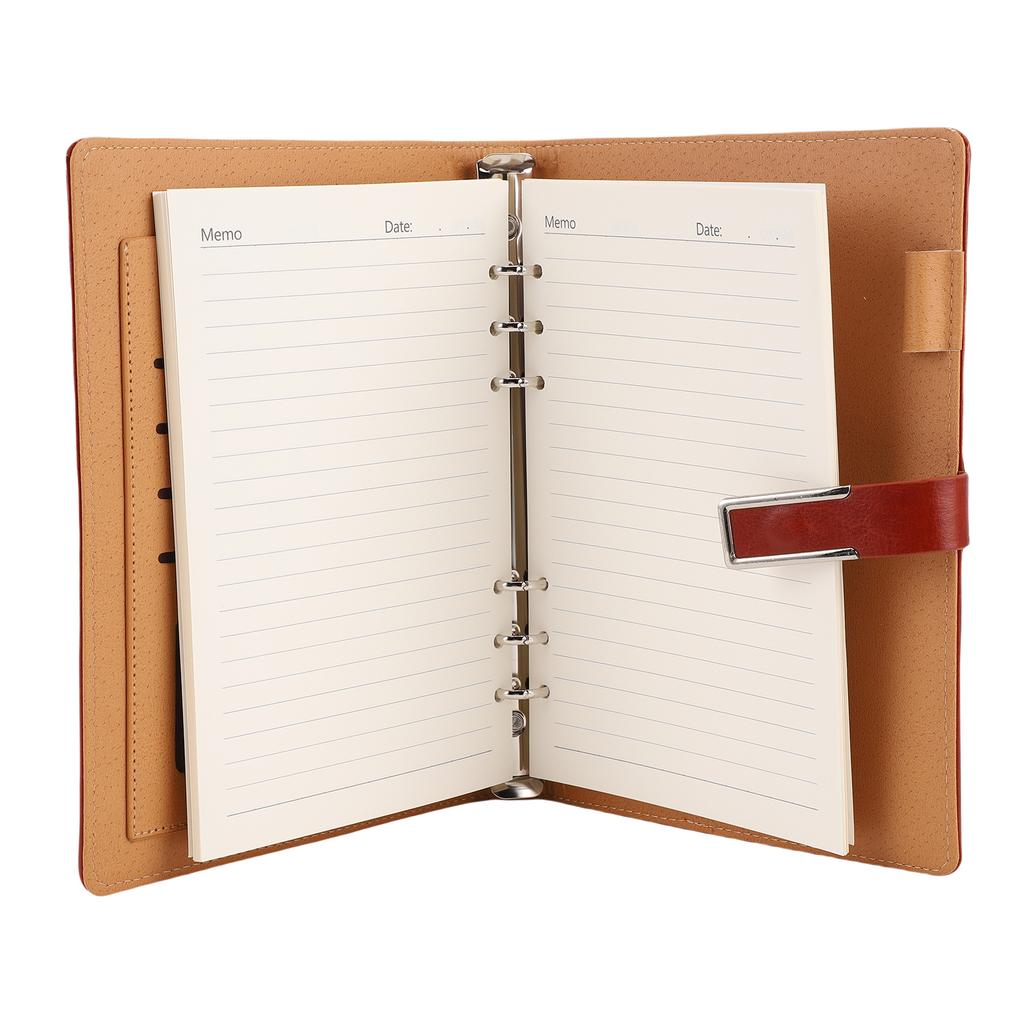A5 Ordner 6 Ringe PU-Leder Magnetverschluss Nachfüllbarer Notizbuchordner mit 80 Blatt Papier