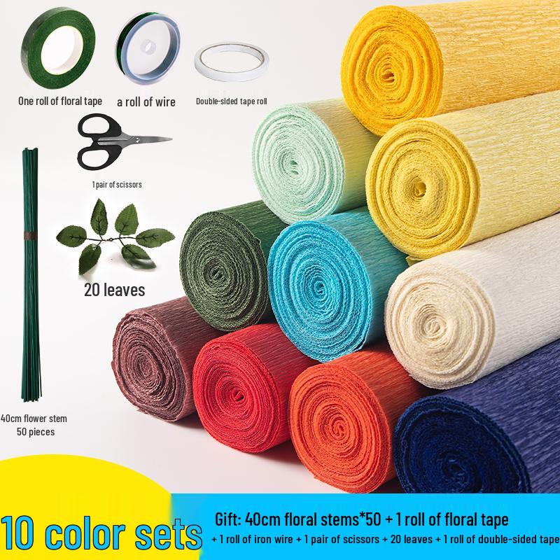 Packung dickes grünes Krepppapier für handgefertigte 3D-Blumen, ideal für Bastelarbeiten in Grundschule und Kindergarten