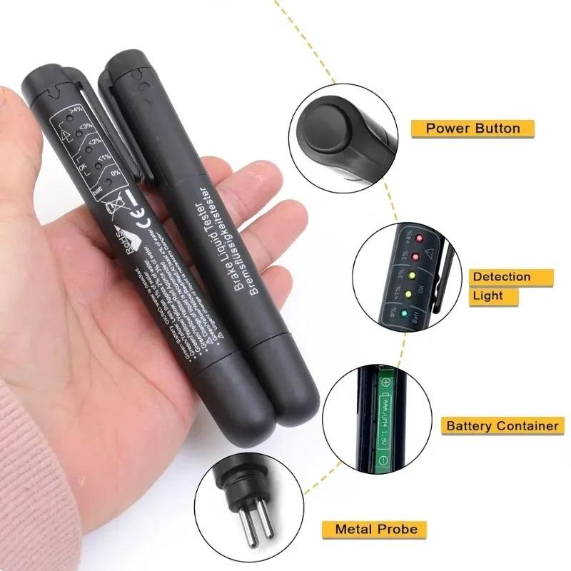 Test Pen For Car Brake Oil 5 LED Indicator Display Battery Testers Accurate Oil Quality Check Pen Car Testing Tools