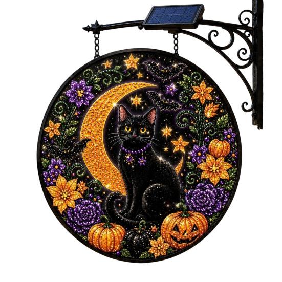 Energieeinsparung Hof Hängende Dekoration Solarbetrieben Halloween Licht, Schädel Hexe Schwarze Katze Friedhof Zombie Design LED Licht Wasserdicht Veranda Ornamente