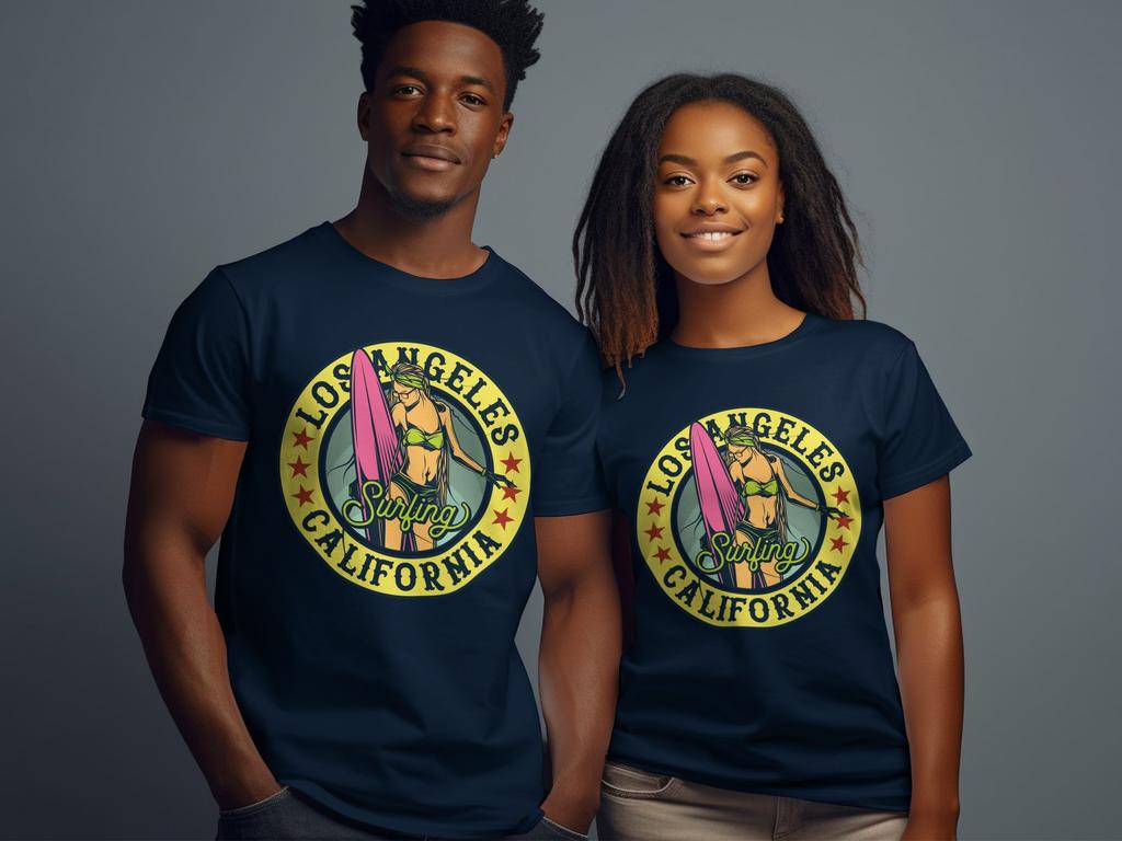 Vintage Los Angeles Surfing TShirt Retro Surfer Style Apparel Summer Mens and Womens Loose and Breathable Tshirt Top