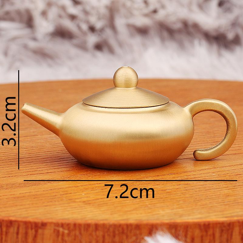 Brass Gold Mahjong Teapot with Red Rope Handle