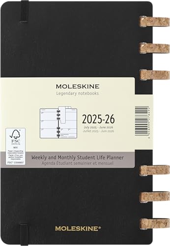 Moleskine 2026 Planner, 12-Month Spiral Diary, Large Size (13cm X 21cm), Soft Cover, Black, DSSPB12AMWH3Y26, Starting In January