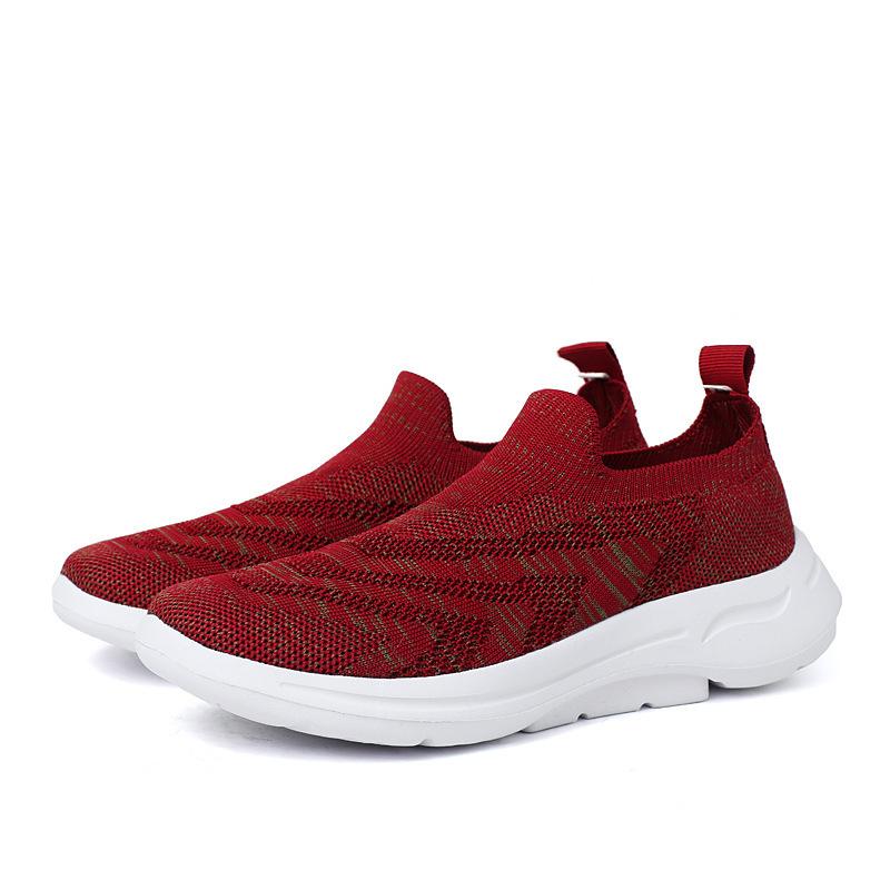 Spring Large Size Women'S Single Shoes Casual Single Shoes Overalls Sneakers Versatile Mesh Breathable Fly-Woven Shoes