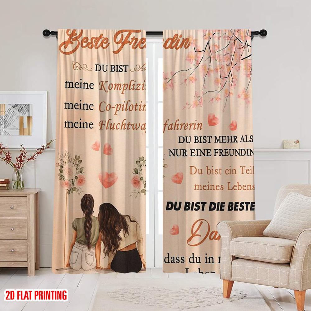 2pcs,2D plane printing Creative Curtains Blossom Friendship Polyester Woven (without rod) Decorations Inside for Bedroom &