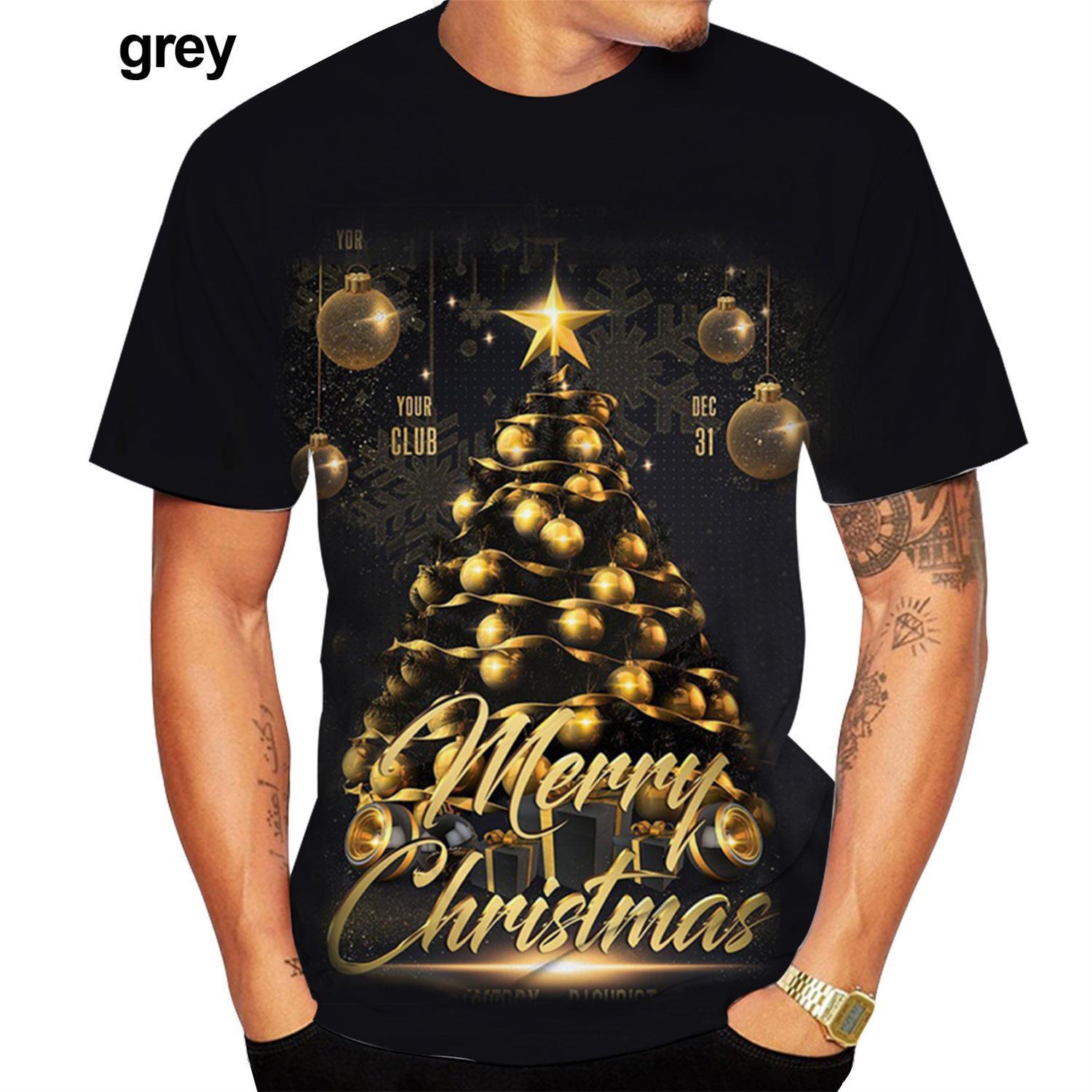 Wengy 2 Zomer Herenmode 3D Print T-shirt Kerst Korte Mouw Unisex Casual Kerstboom Korte Mouw Tops T-shirts 3XL
