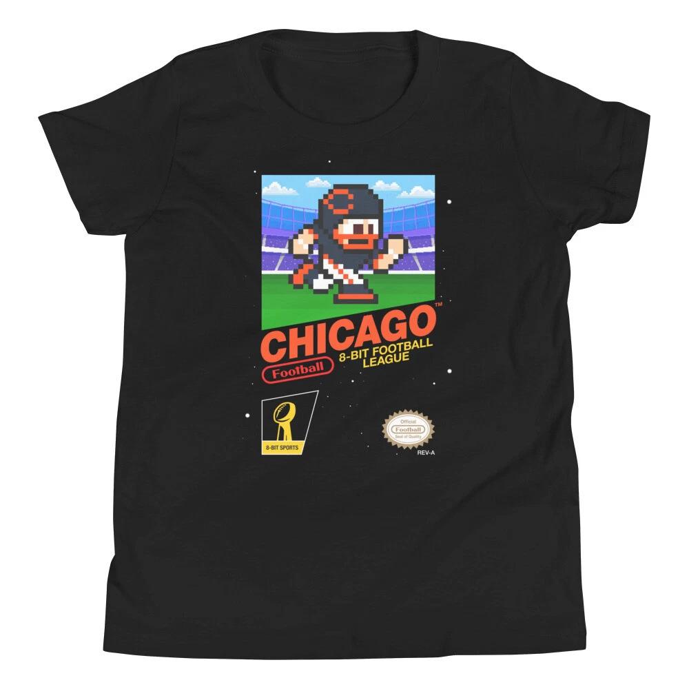 Chicago Bears Football 8-bit Retro Nintendo Jersey Youth Kid Child Boys T-Shirt XL