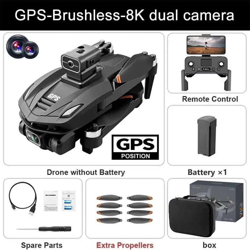 V168 Pro MAX GPS Drone 8K Professional Dual HD Camera 5G WIFI FPV 360° Obstacle Avoidance Brushless Rc Quadcopter Drones Toys