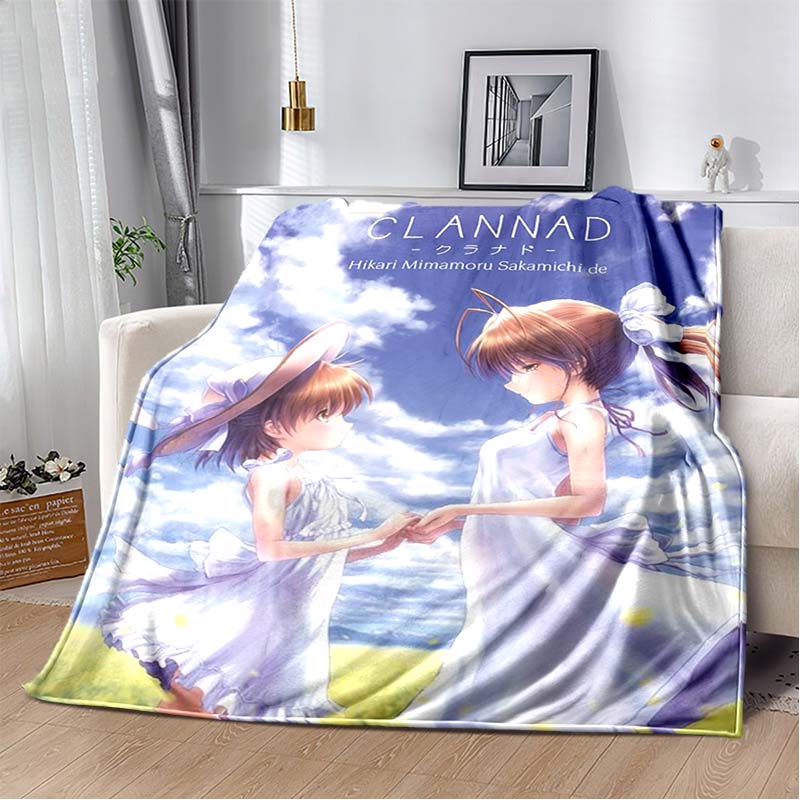 Clannad Anime Girl Character Flannel Throw Blanket, Soft Warm Blanket for Sofa Bed Home Decor
