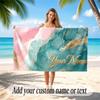 Abstract Geometric Theme Soft Beach Towel Personalized Custom Name Text Towel Portable for Beach Pool Travel