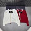 2025 Winter Lace Trim Bow Round Neck Knit Cardigan - Long Sleeve, Age-Reducing, Versatile Top