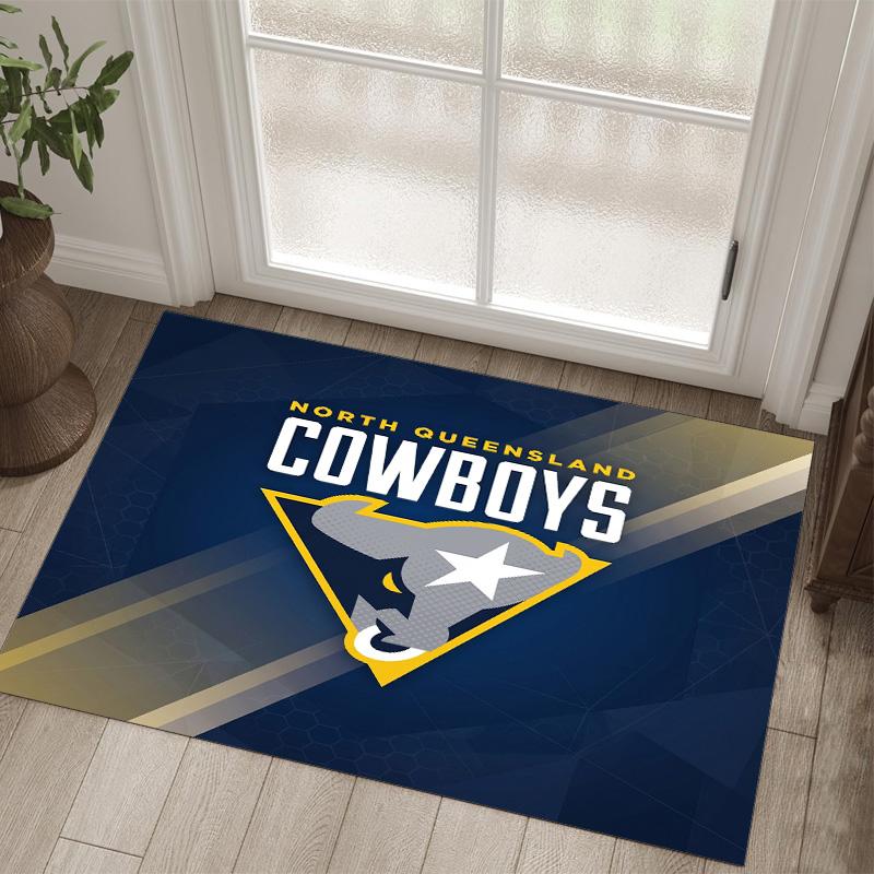 North Queensland Cowboys Design Crystal Velvet Carpet Cozy Non?Slip Printed Rug For Bedroom Living Room Entrance