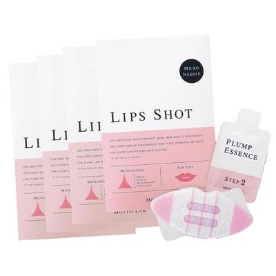 Lip Shot 4 razy Mikroigłowy Patch z Igłami Maseczka na Usta Serum do Pielęgnacji Ust Kwas Hialuronowy Maska Nawilżająca do Ust [Oficjalny] (4 części)