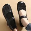 Genuine Leather Sandals Hollow Women 2025 New Model Summer Large Size Wedges Heel Shoes Comfort Women Soft Casual Sandals