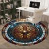 Viking Shield Design Round Carpet Chair Cushion Round Entryway Rug, Soft Round Rugs for Living Room, Bedroom, Circle Carpet Decor Gifts