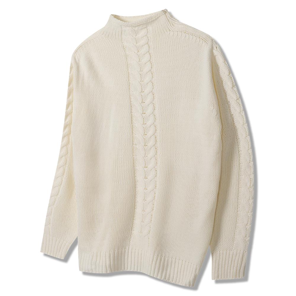 POLYGRAM Middle Cable Half Turtleneck Knit - 4 Colors
