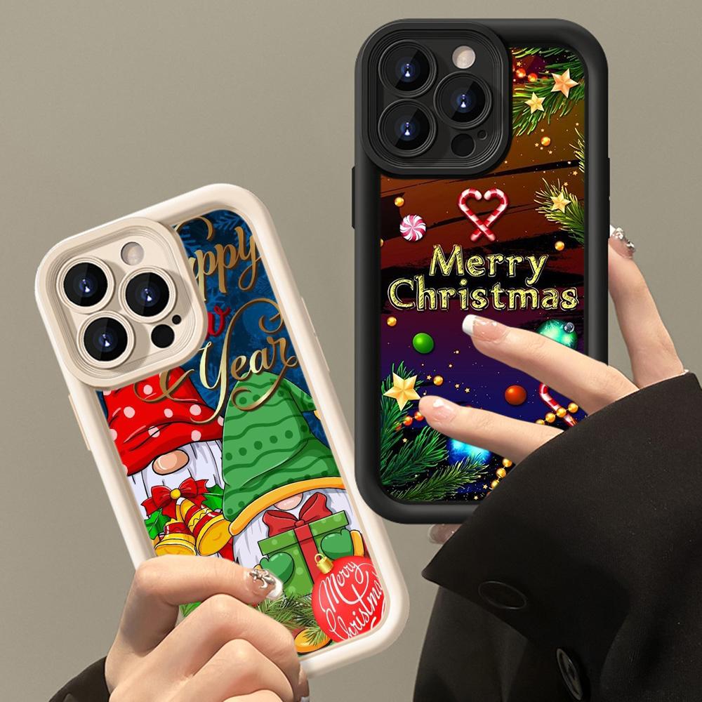 Ae119 Merry Christmas Santa art design Phone Cases for iPhone 16 14 13 11 Pro Max 15 7 8 6 Plus 12 mini XR XS Max SE Angel Eye Ladder Protective Cover