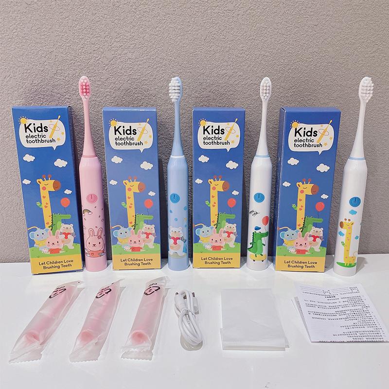 Children Sonic Electric Toothbrush Cartoon Pattern for Kids with Replace The Tooth Brush Head Ultrasonic Toothbrush Soft Nozzles