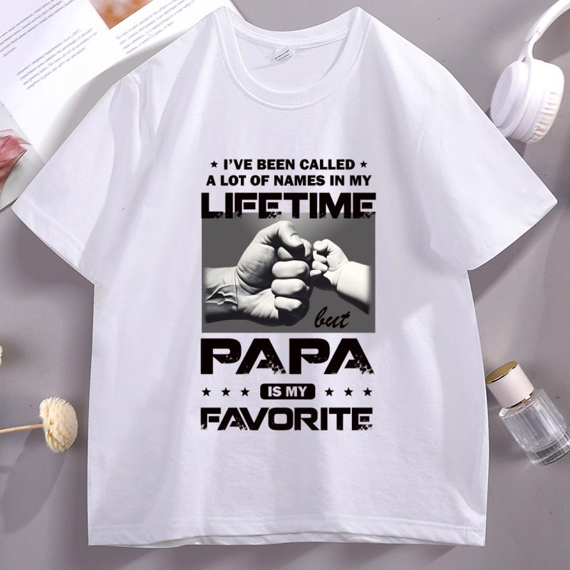 

Papa Father s Day Tshirt Unisex Women Cotton Short Sleeve Father T-shirt Vintage Round Neck T Shirts Breathable Round Neck Tshirts 4XL