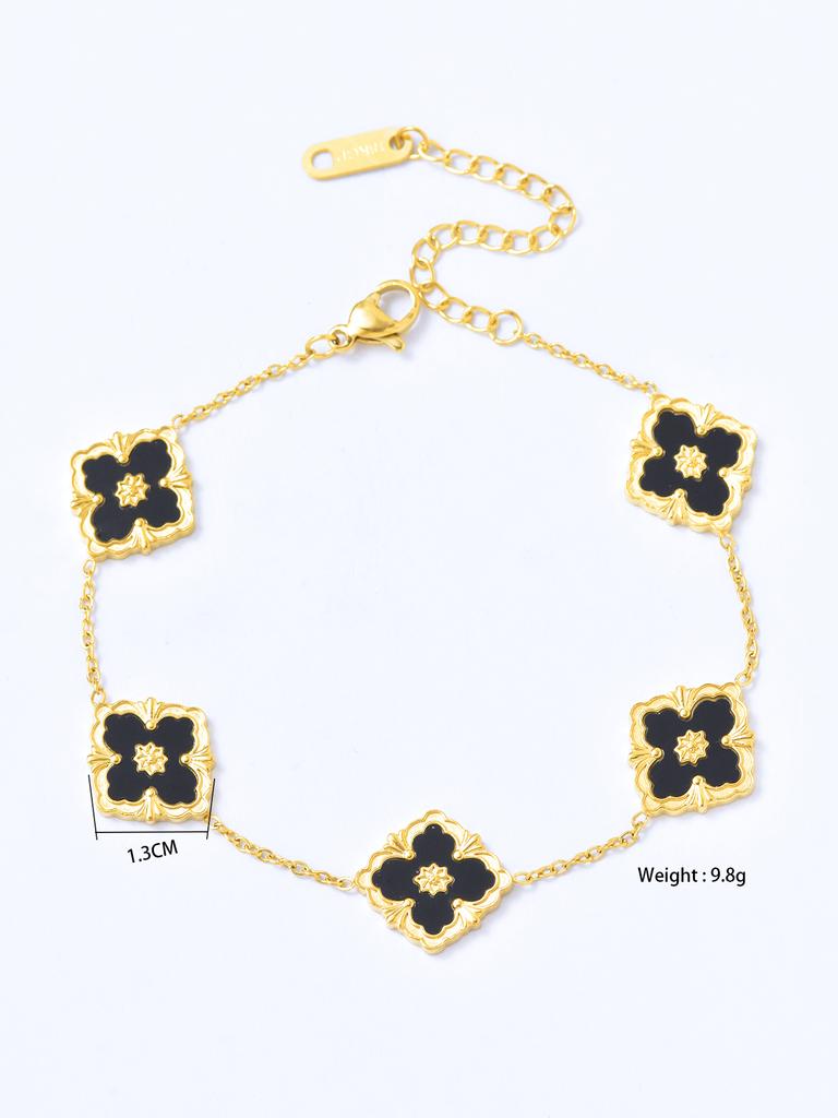 1 piece 18k Gold plated stainless steel lucky clover pendant necklace for women's daily accessories jewellery bracelet earrings