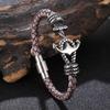 Nuovo braccialetto con ancoraggio in acciaio inossidabile gioielli da uomo punk braccialetto in vera pelle intrecciata nera regali vintage con fascino