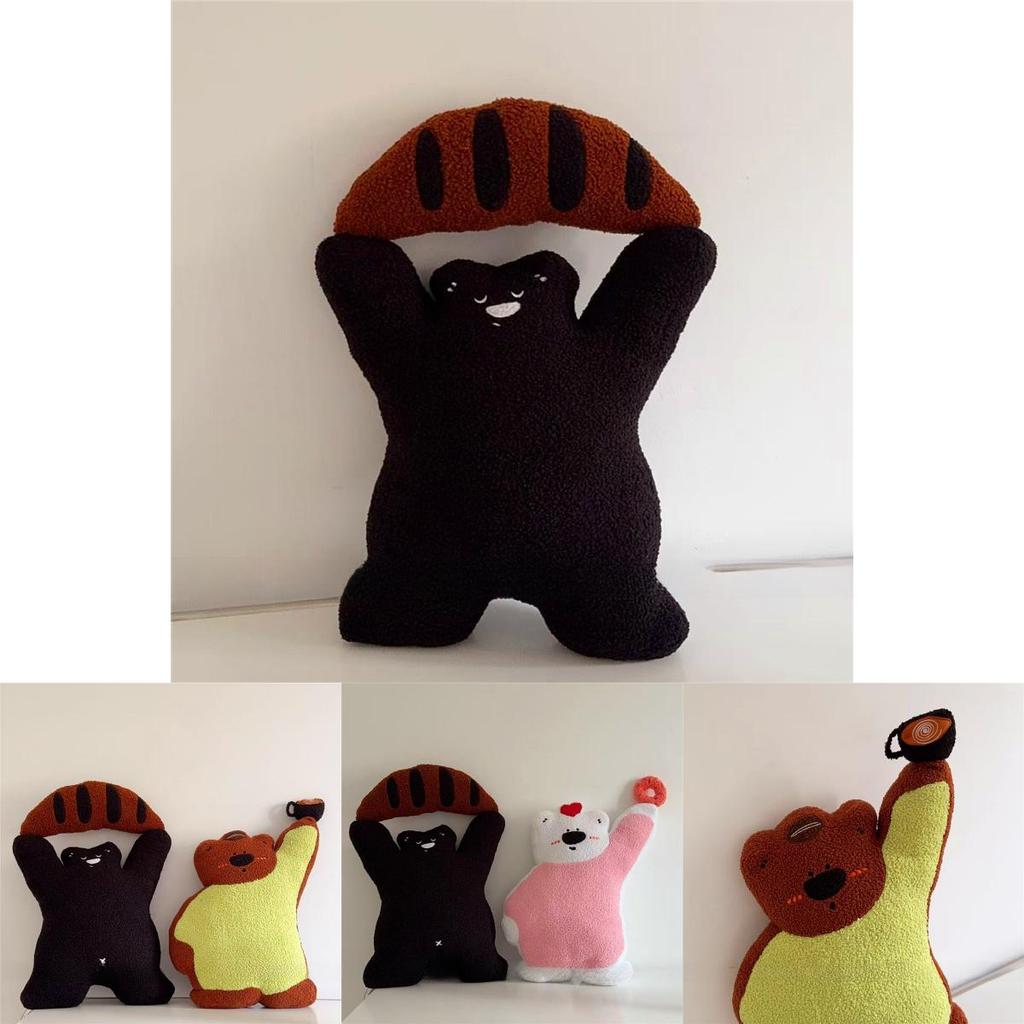 Cute Cartoon Bread Coffee Donuts Teddy Bears Plush Doll Pillows For Couch And Lounge Decor